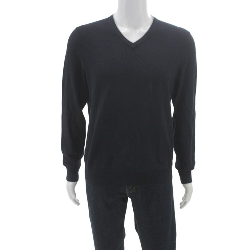 The Men's Store at Bloomingdale's Mens Pullover V-Neck Black Sweater Size M